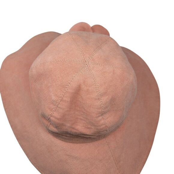 Vtg Betmar Peach Corduroy Wide Brim Sun Hat Flower Accent Cottagecore Feminine - Picture 5 of 9